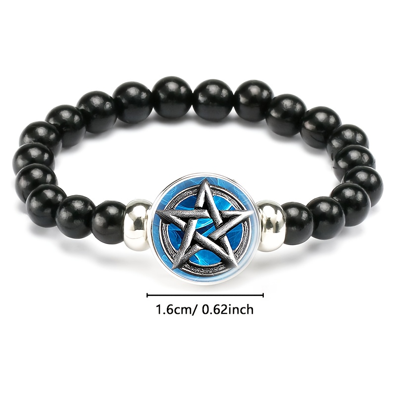 Men's Classic Black Plastic Bead & Chain Bracelet